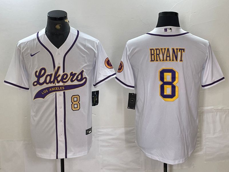 Men Los Angeles Lakers 8 Bryant White Jointly Nike 2024 NBA Jersey style 2
